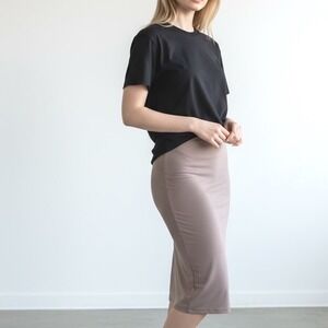 De Lacy Los Angeles Womens Modal Jersey Pencil Skirt Taupe Midi Small